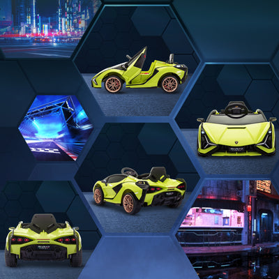 HOMCOM Lamborghini Sian Licensed 12V Kids Electric Ride On Car 2 Motors Toy Car with Remote Control Music Lights MP3 for 3-5 Years Green 