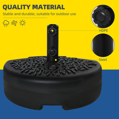 Outsunny Water/Sand Fillable Half Parasol Umbrella Base - Black 