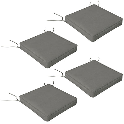 Outsunny 4-Piece Seat Cushions Pillow Replacement, Patio Chair Cushions Set with Ties for Indoor Outdoor, Charcoal Grey 