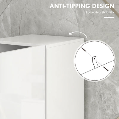kleankin Multi-Storage Slim Bathroom Cabinet - High Gloss White 