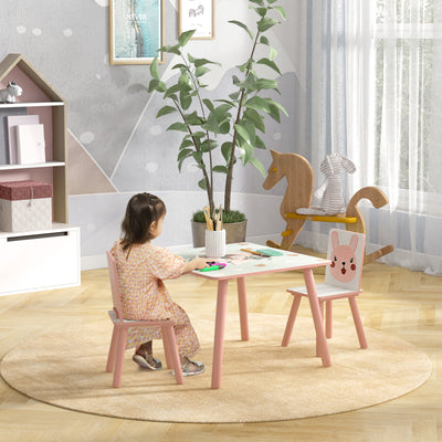 ZONEKIZ Kids and Table Chairs, Children Desk with Two Chairs, Toddler Furniture Set, for Ages 3-6 Years - Pink 
