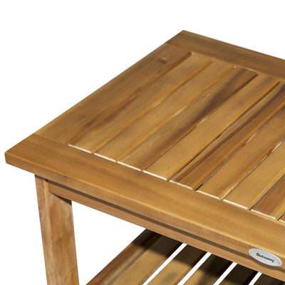 Outsunny 45 x 90cm Acacia Wood Two-Tier Garden Table 