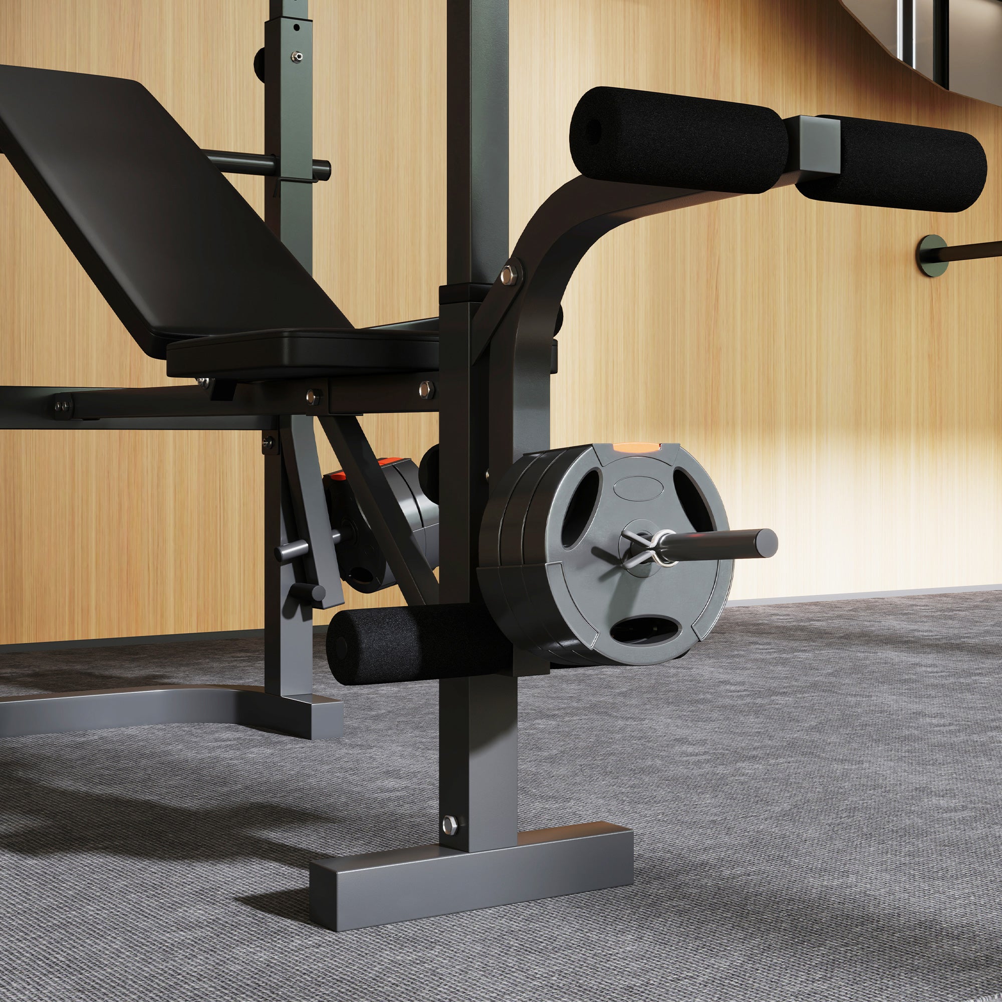 SPORTNOW Adjustable Weight Bench with Bench Press Rack, Preacher Curl Bench, Leg Extension and Lat Pull Down Machine, Incline or Flat Workout Bench for Home Gym Strength Training Weight Lifting 