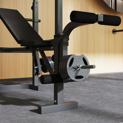 SPORTNOW Adjustable Weight Bench with Bench Press Rack, Preacher Curl Bench, Leg Extension and Lat Pull Down Machine, Incline or Flat Workout Bench for Home Gym Strength Training Weight Lifting 
