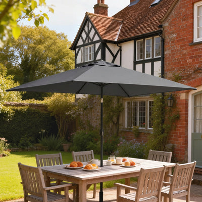Outsunny Garden Parasol, Parasol Umbrella with Crank Handle, Tilt Function, Polyester Canopy, Dark Grey 