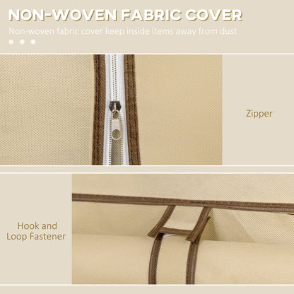 HOMCOM Fabric Wardrobe, Portable Wardrobe, Clothes Storage Unit with 8 Shelves, 2 Hanging Rods, 125 x 43 x 162.5 cm, Beige 