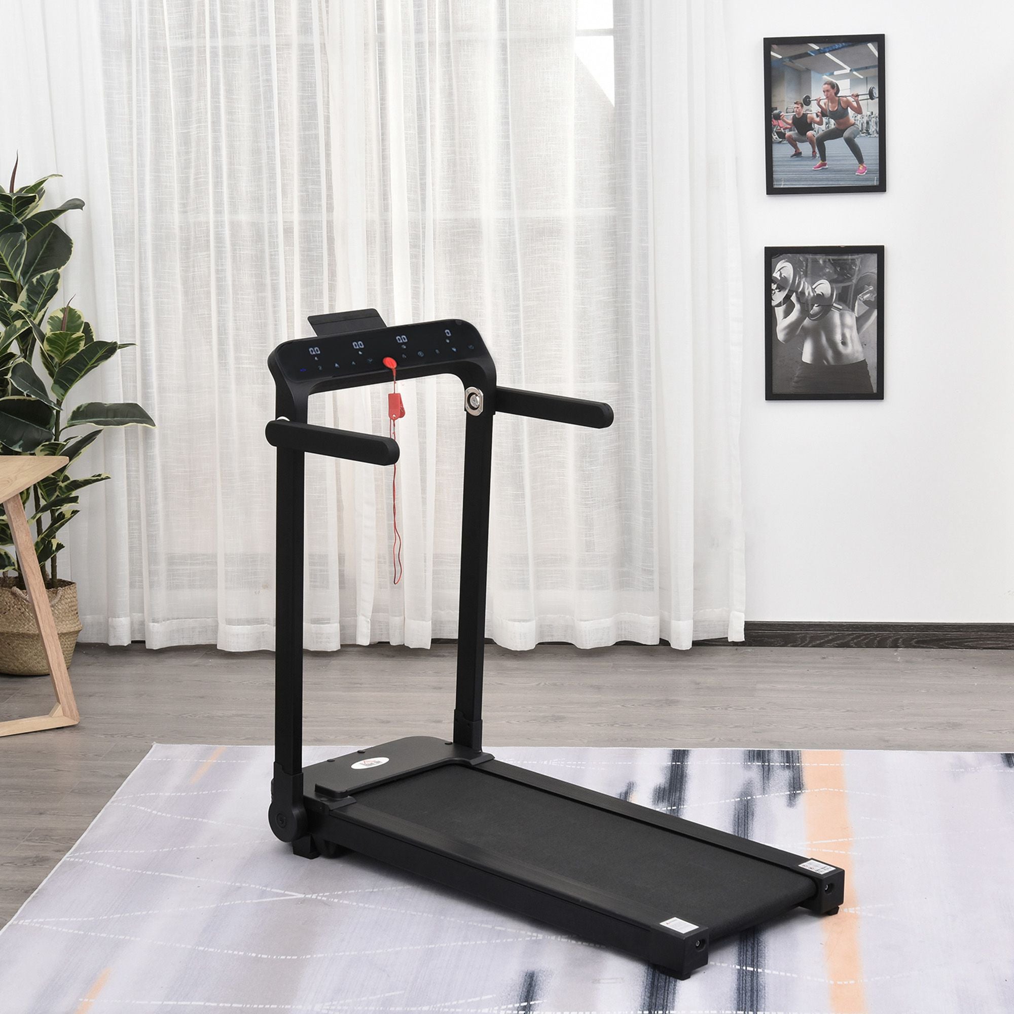 HOMCOM 600W Foldable Steel Motorised Treadmill Running Machine w/ LCD Monitor Black 