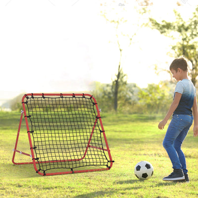 HOMCOM Rebounder Net, Practise Kickback Goal, for Teens, Adults Training - Red 
