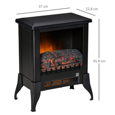 HOMCOM Electric Fireplace Stove, Free standing Fireplace Heater with Realistic Flame Effect, Adjustable Temperature and Overheat Protection, Black 