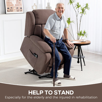 HOMCOM Power Lift Recliner Chair with Vibration Massage, Lift Chair for Elderly with Footrest, Remote, Side Pocket, Dark Brown