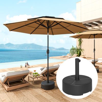 Outsunny Round Garden Parasol Base, Garden Umbrella Stand Heavy Duty Parasol Base, Filled Up to 20kg with Stand or 18kg with Water for Garden, Poolside, Black 