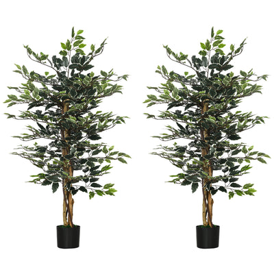 HOMCOM Set of Two Artificial Ficus Trees 