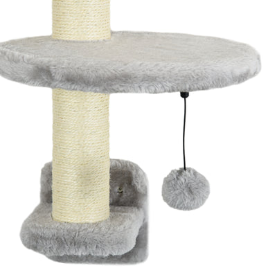 PawHut Three-Piece Wall-Mounted Cat Shelves, with Hammock, Ladder, Platforms, Scratching Post - Grey 