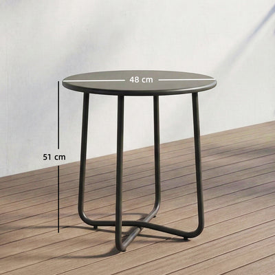 Outsunny 48 cm Round Garden Side Table, Small Metal Outdoor Garden Table with Rolled Edge, Dark Grey 