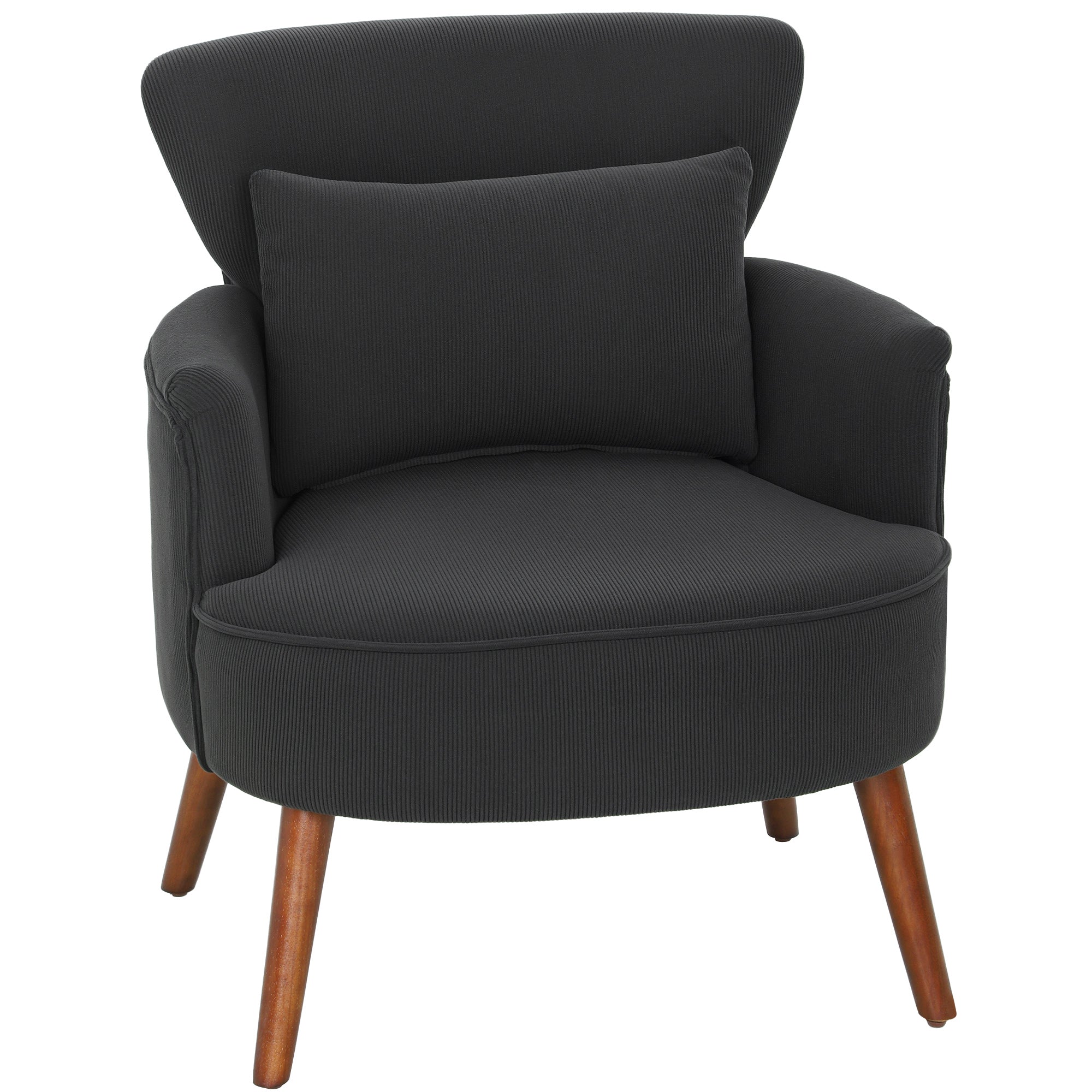 HOMCOM Corduroy Retro Accent Chair - Black 