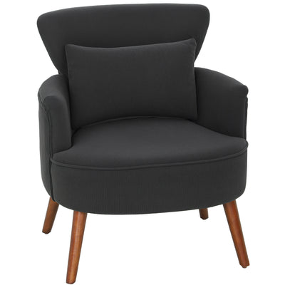 HOMCOM Corduroy Retro Accent Chair - Black 