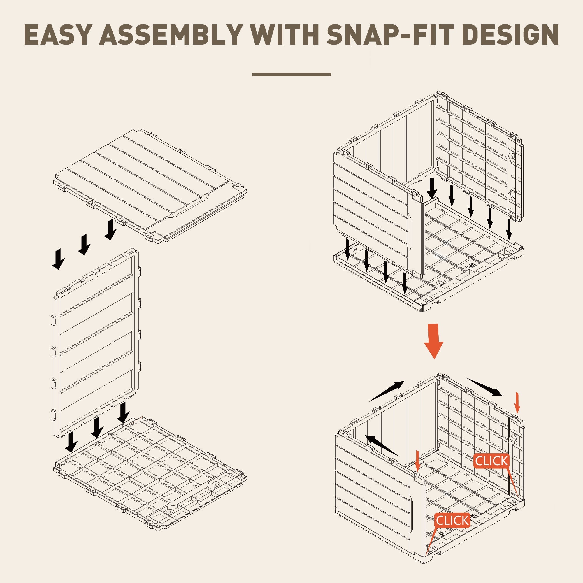 HOMCOM 107 L Plastic Storage Chest with Lid - Dark Brown 