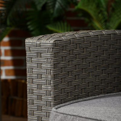 Outsunny 4 Piece Rattan Garden Furniture Set Outdoor Sofa Sectional Set with Glass Top Table for Poolside, Grey 