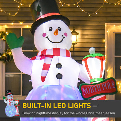 HOMCOM 8ft Tall Christmas Inflatable Snowman with Street Lamp, Lighted for Home Indoor Outdoor Garden Lawn Decoration Party Prop 