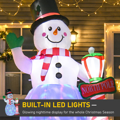 HOMCOM 8ft Tall Christmas Inflatable Snowman with Street Lamp, Lighted for Home Indoor Outdoor Garden Lawn Decoration Party Prop 