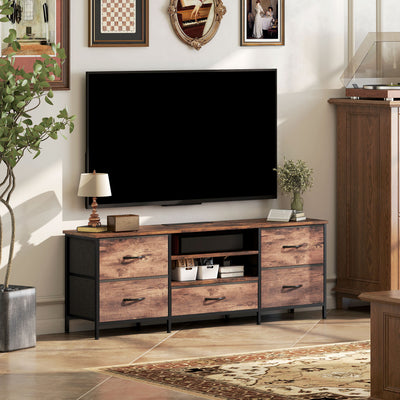 HOMCOM Multi-Storage Industrial TV Stand - Brown/Grey/Black 