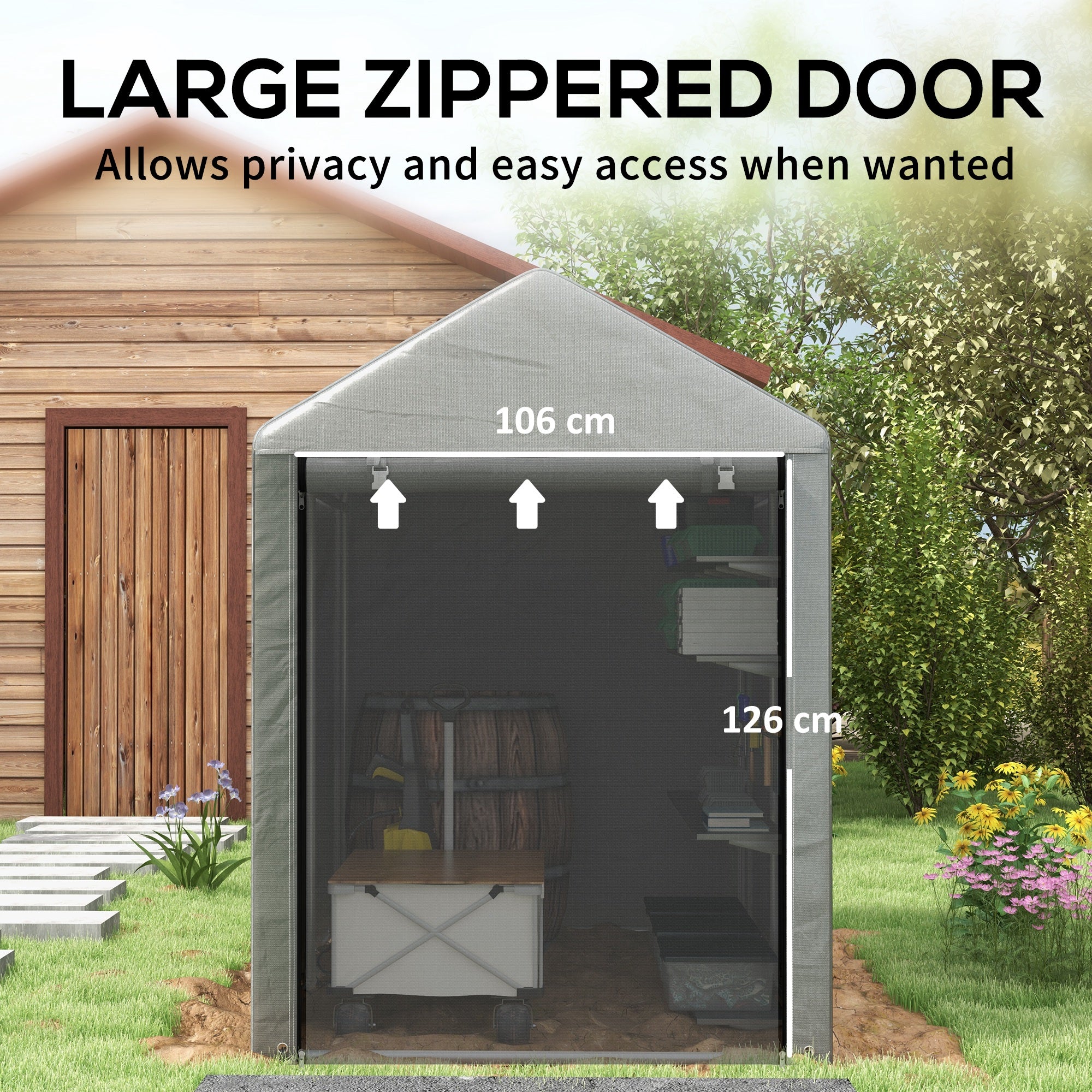 Outsunny 179 x 120cm Temporary Garden Shed, with Accessories - Light Grey 