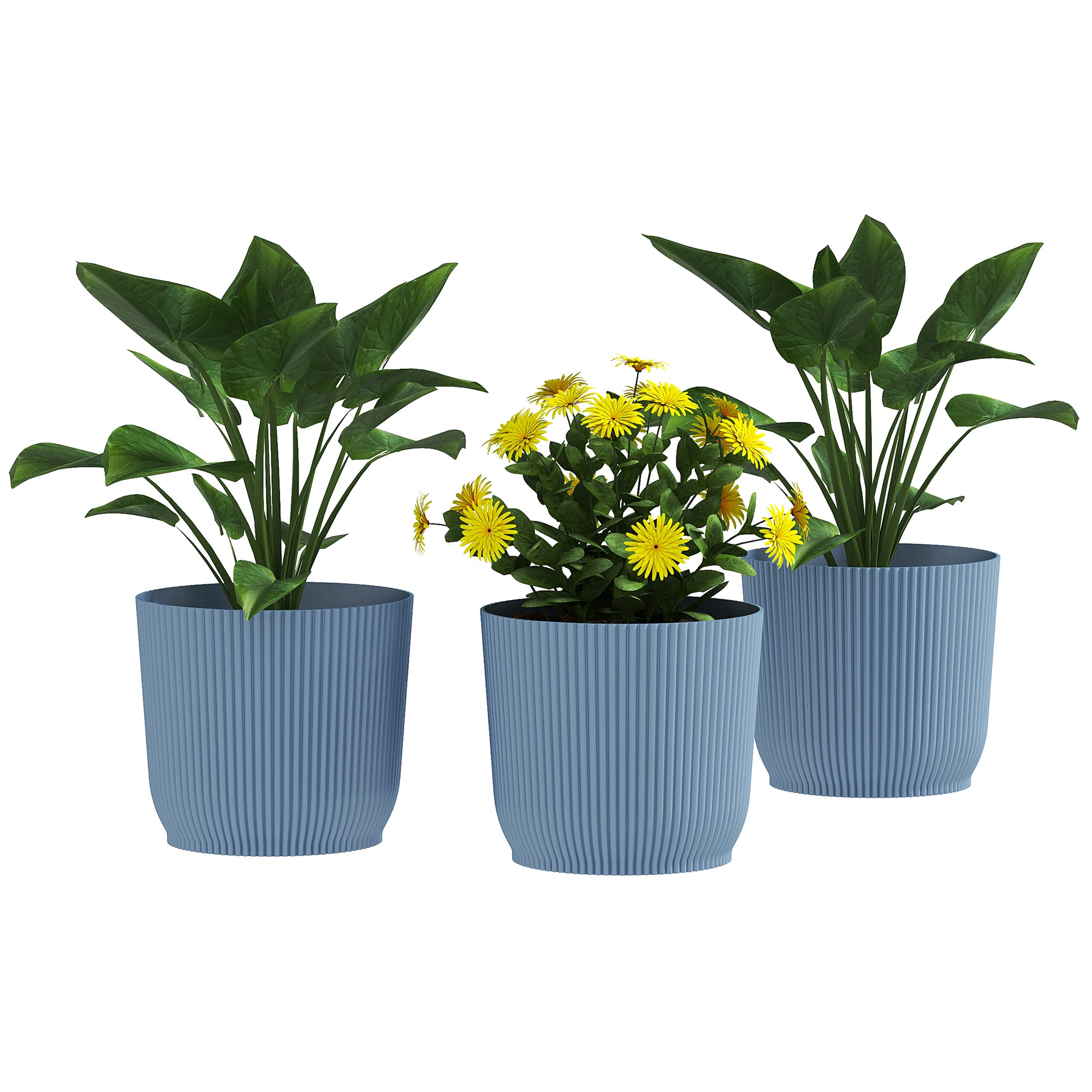 Outsunny Set of Three \'d0\'a422cm Planters - Blue