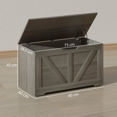 HOMCOM 100L Home Storage Box, with Safety Hinges - Charcoal Grey 
