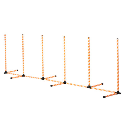 PawHut Dog Agility Equipment Pet Outdoor Training Play Run Obstacle w/ 6 Weaves Poles Whistle Carrying Bag 