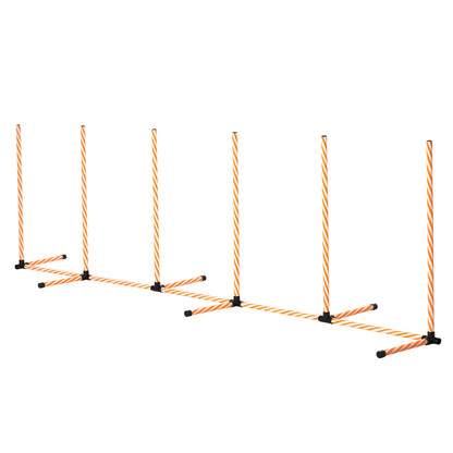 PawHut Dog Agility Equipment Pet Outdoor Training Play Run Obstacle w/ 6 Weaves Poles Whistle Carrying Bag 
