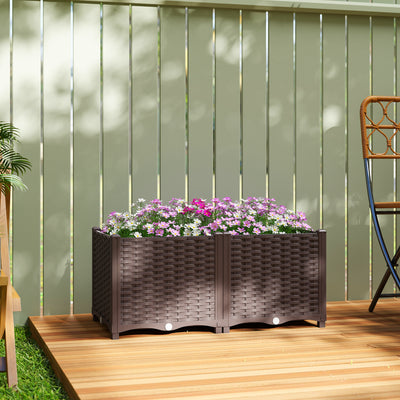 Outsunny Plastic Raised Garden Bed with Legs, Self Watering Elevated Planter Boxes with Drainage Holes and Plugs 