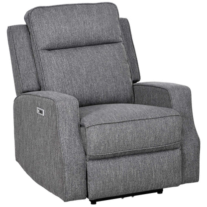 HOMCOM 150\'c2\'b0 Electric Reclining Chair, with USB port and Footrest - Charcoal Grey