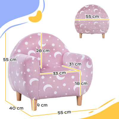 AIYAPLAY Kids Armchair, Glow in the Dark Chair with Star Design for Bedroom, Playroom, Kids Room, Pink 
