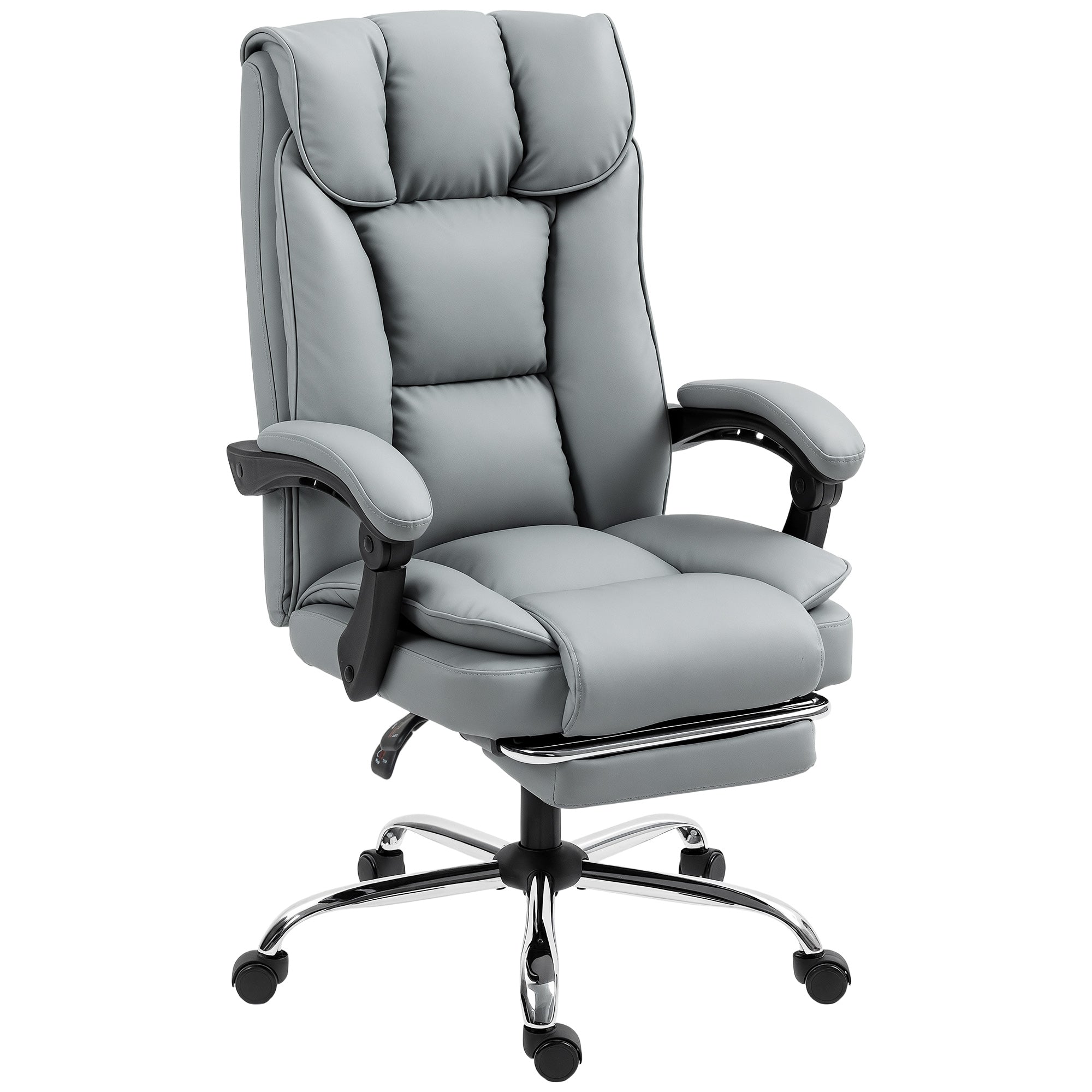 HOMCOM 155° Reclining Faux Leather Swivel Office Chair -Black 