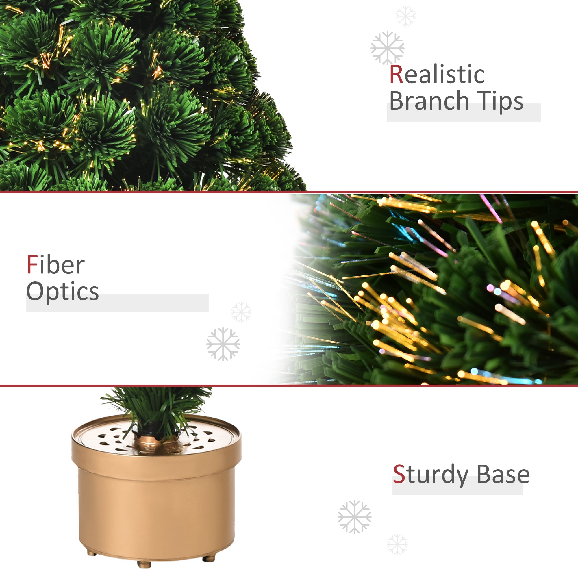 HOMCOM 3FT Prelit Artificial Christmas Tree Fiber Optic LED Light Holiday Home Xmas Decoration Table Decor with Multi-Color Lights, Green 