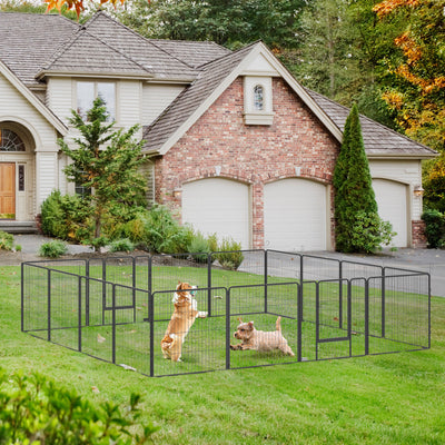PawHut 16 Panels Heavy Duty Puppy Playpen, for Small and Medium Dogs, Indoor and Outdoor Use - Grey 