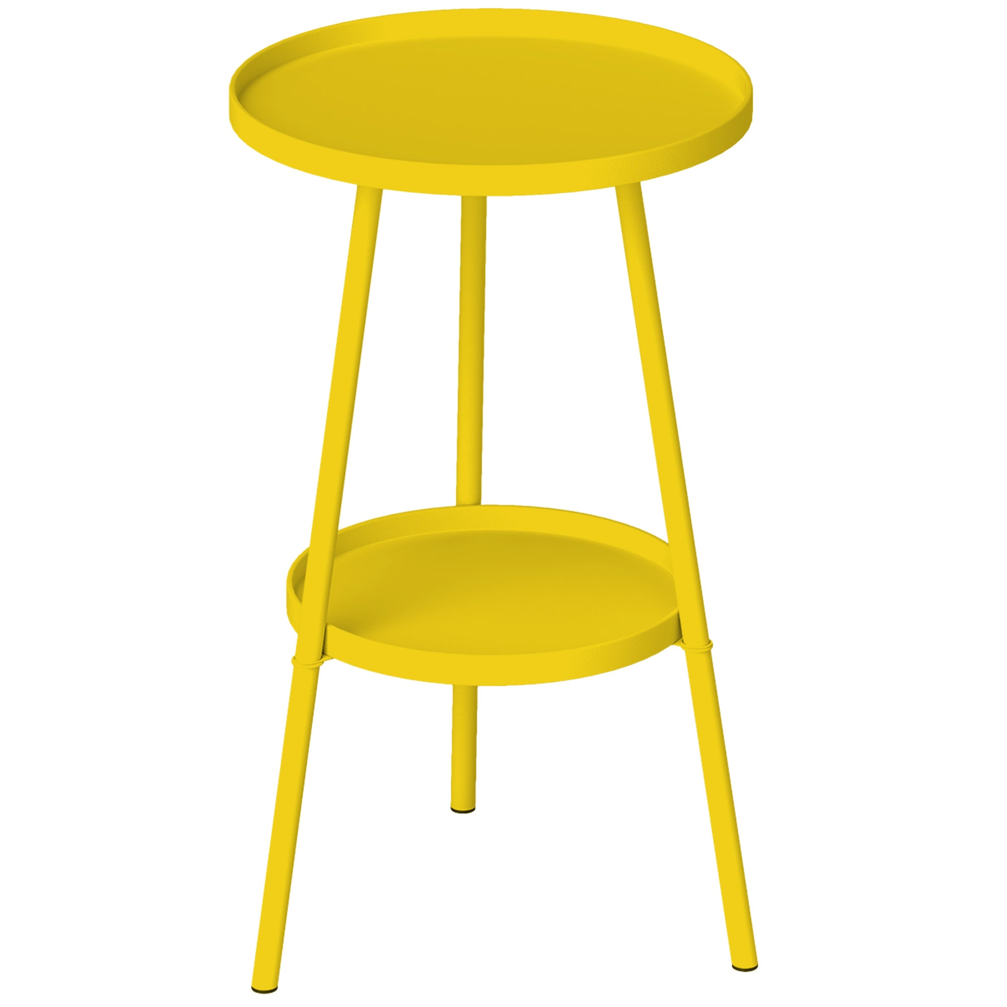 Outsunny Two-Tier Metal Garden Table - Yellow 