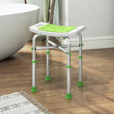 HOMCOM 44-51.5cm Aluminium Frame Shower/Bath Stool - Green 