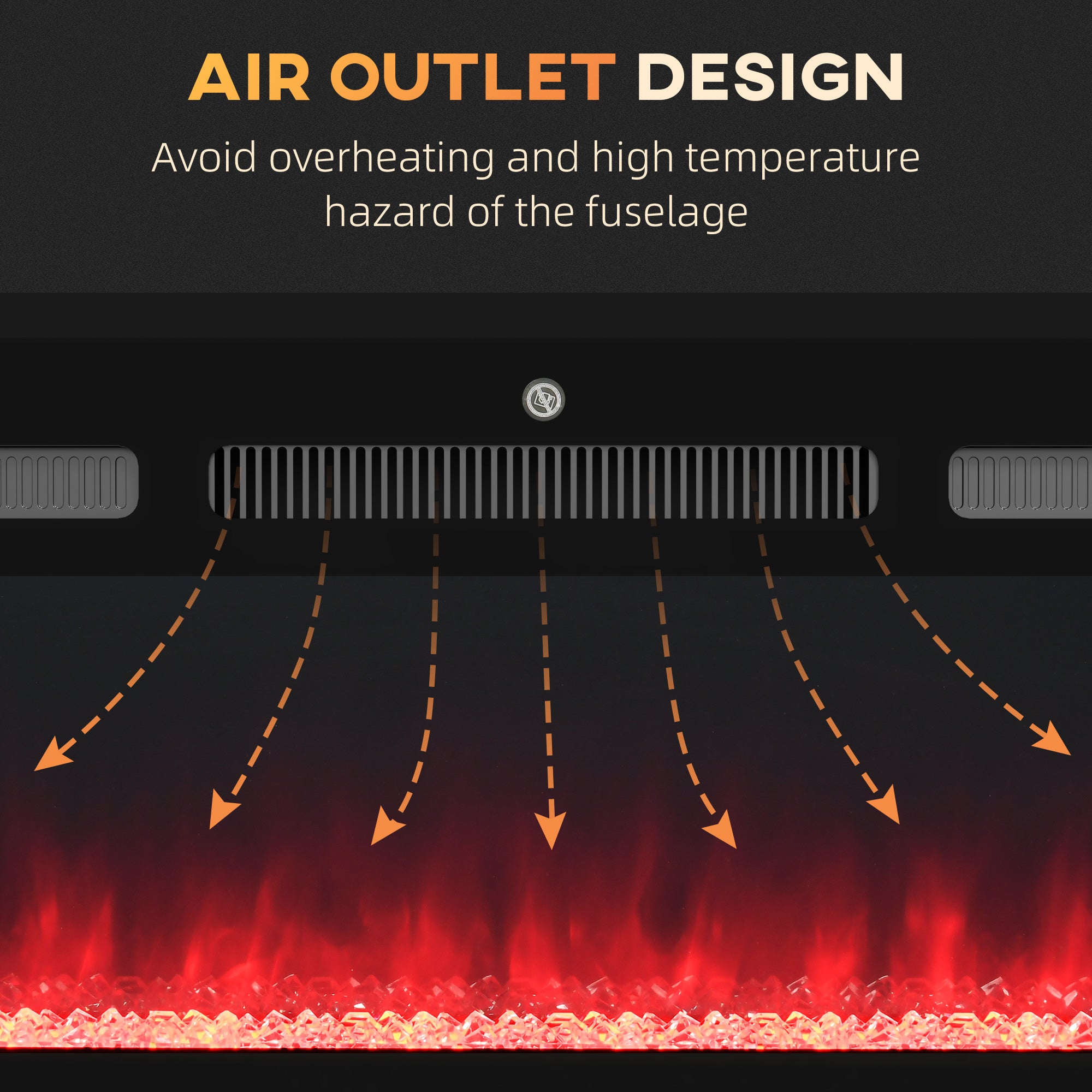 HOMCOM 102cm Electric Fireplace, 2000W Recessed and Wall Mounted Electric Fire with Remote Control, 9 Flame Colour and Crystal, Black 