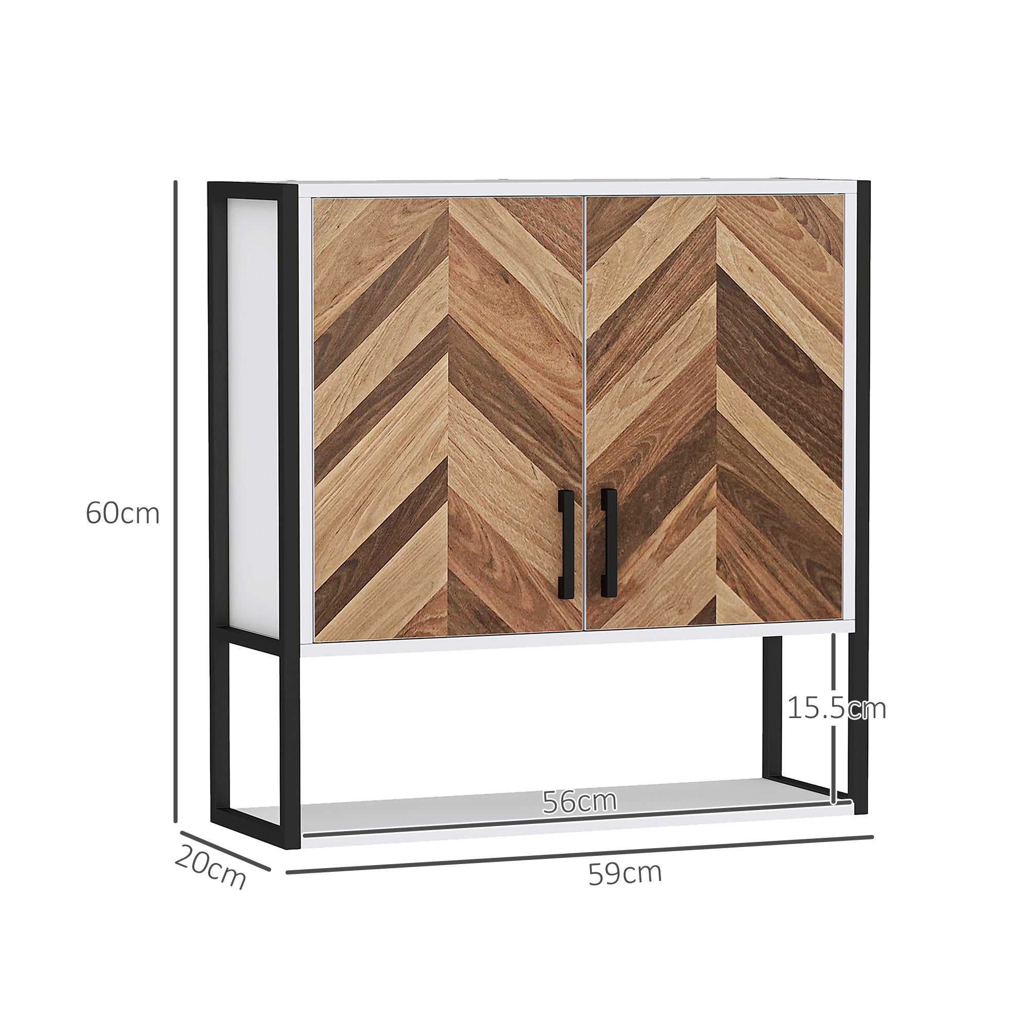 HOMCOM Bathroom Cabinet Wall Mounted, Bathroom Wall Cabinet Medicine Cabinet with 2 Doors, Adjustable Shelf, Walnut 