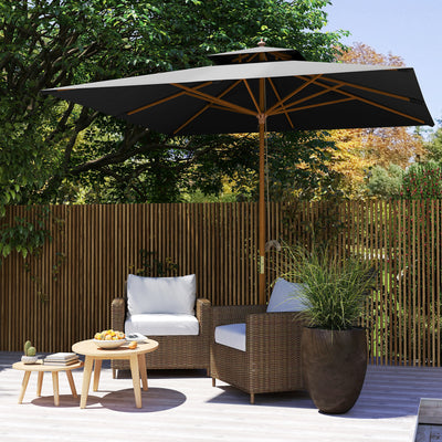 Outsunny 3 m Square Canopy Parasol - Black 