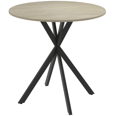 HOMCOM 80cm Industrial Round Dining Table - White Oak 