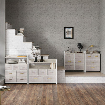 HOMCOM Rustic Chest of Four Fabric Drawers - Black 