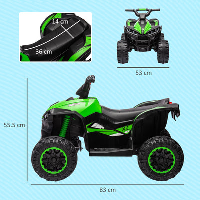 HOMCOM 12V Ride-On Quad Bike w/ Music, Horn, for Ages 3-5 Years - Green 