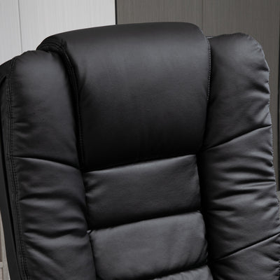HOMCOM Manual Recliner and Footrest Set PU Leather Leisure Lounge Chair Armchair with Swivel Wood Base, Black 