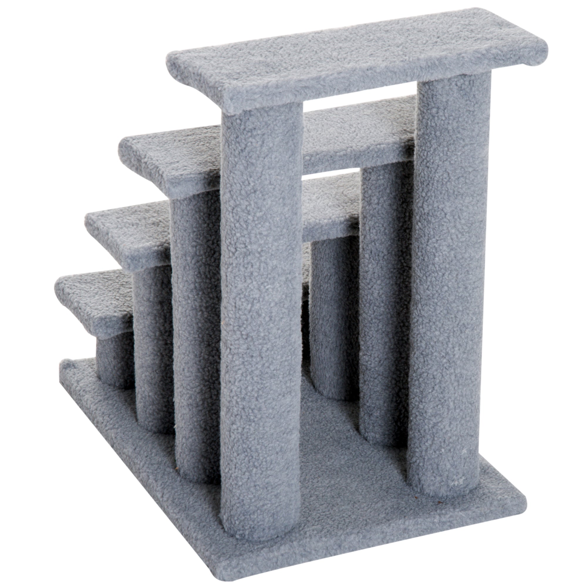 PawHut Dog Steps for Bed 4 Step Pet Stairs for Sofa Dog Cat Climb Ladder 63x43x60 cm Grey 