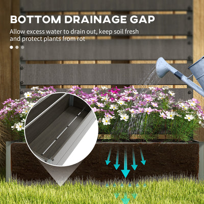 Outsunny Raised Bed for Garden, Planter with Trellis for Climbing Plants, Vines, Planter Box with Drainage Gap, Dark Grey 