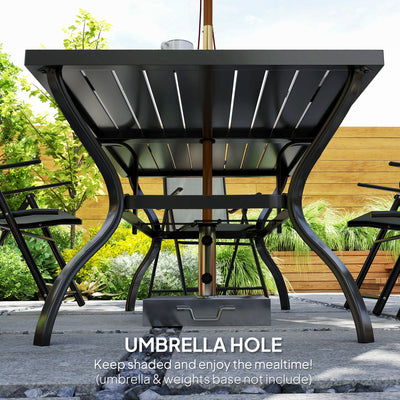 Outsunny Seven-Piece Steel Outdoor Dining Set, with Parasol Hole - Grey 