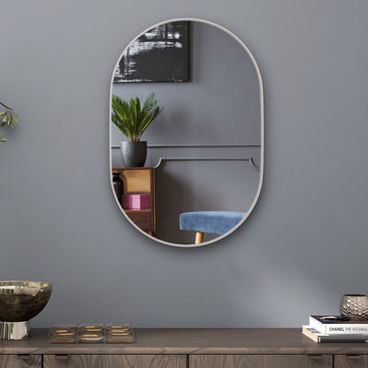 HOMCOM 60cm Aluminium Frame Round Bathroom Mirror - Silver Tone 