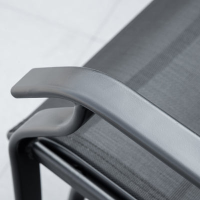 Outsunny Gliding Jack and Jill Seat, with Glass-Top Table - Black 